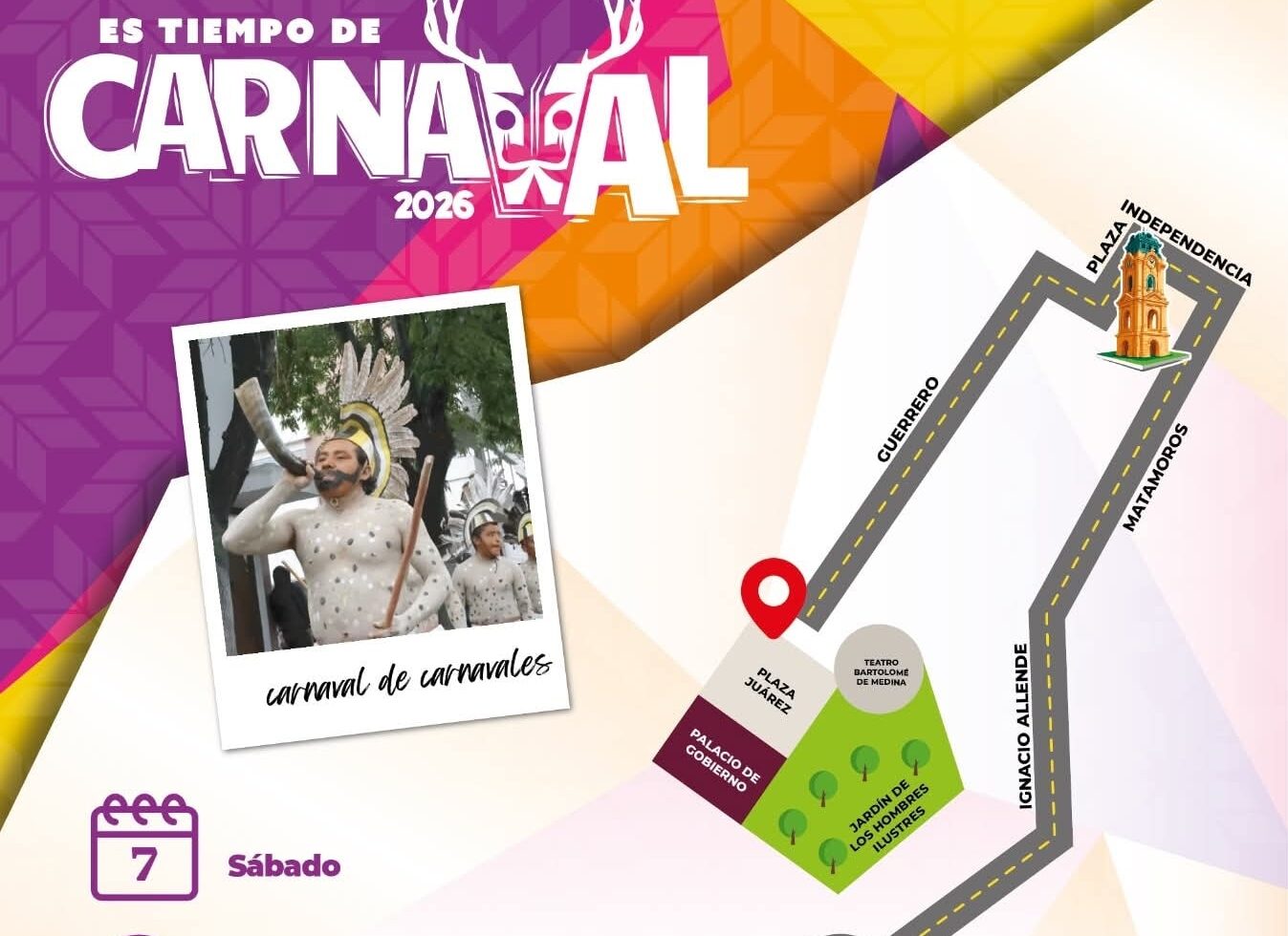 Ruta del Gran Desfile de Carnavales 2026 en Pachuca