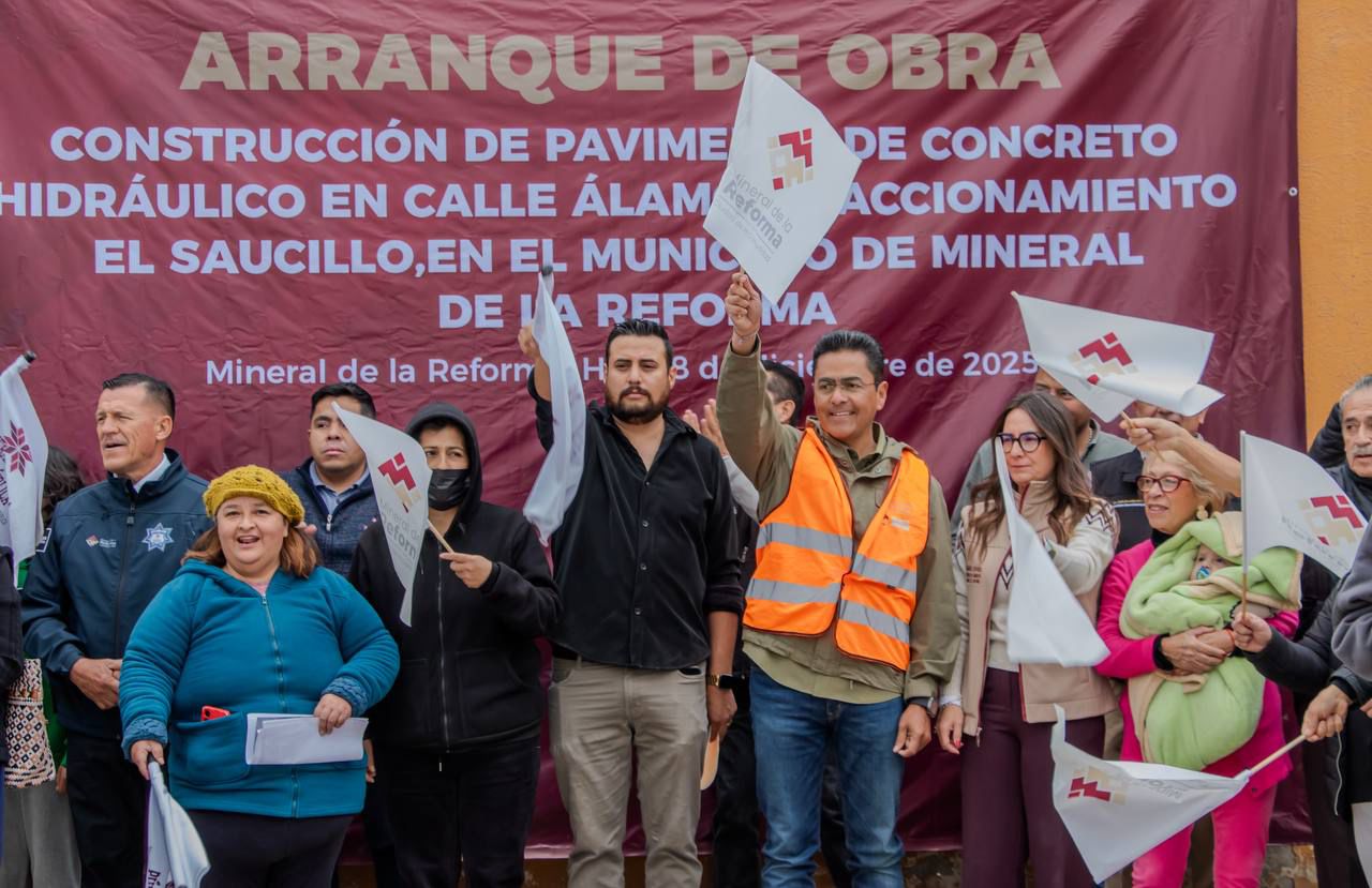 Arranca pavimentación con concreto hidráulico en Mineral de la Reforma