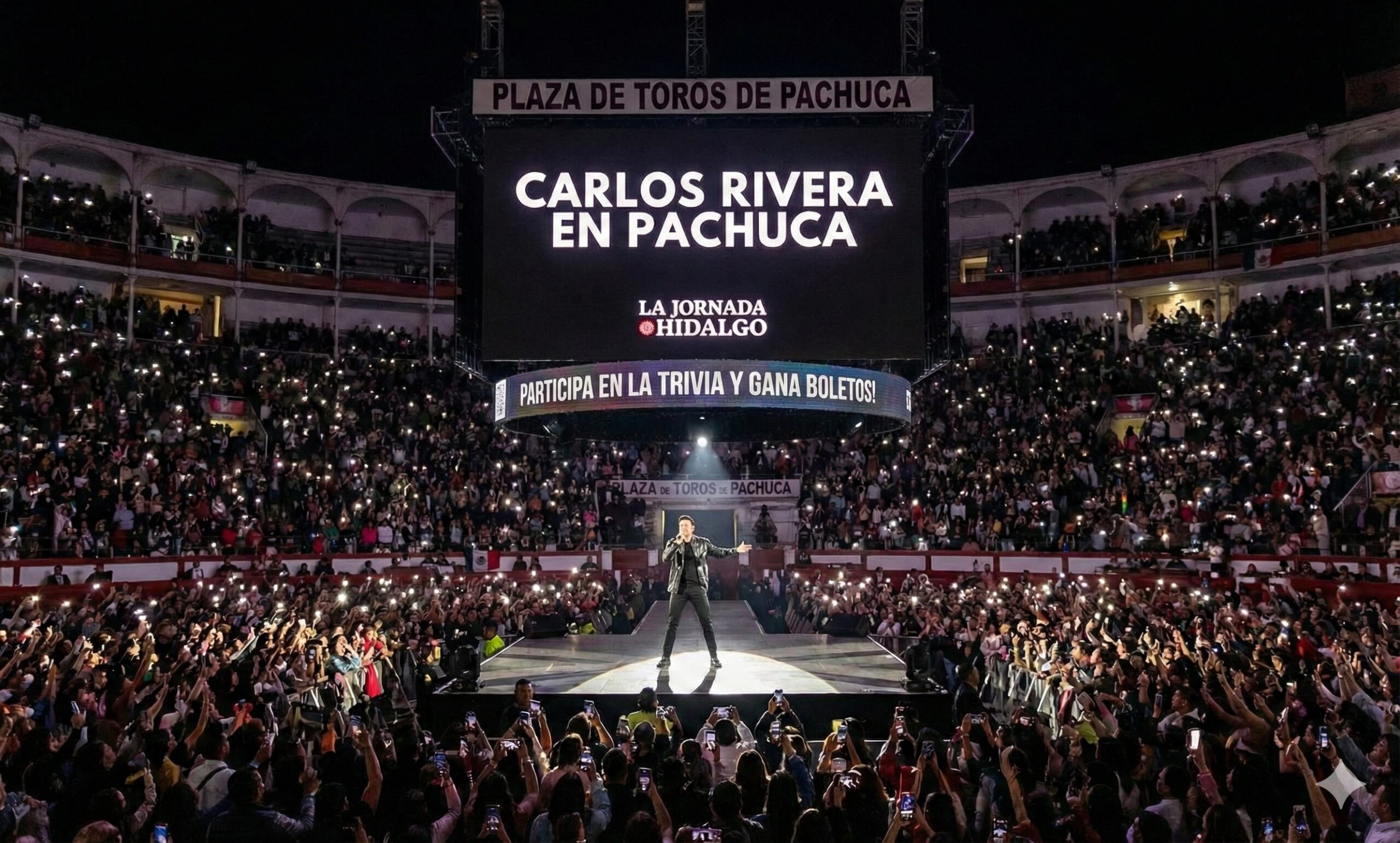 Gana boletos con carlos Rivera en Pachuca en la Plaza de Toros