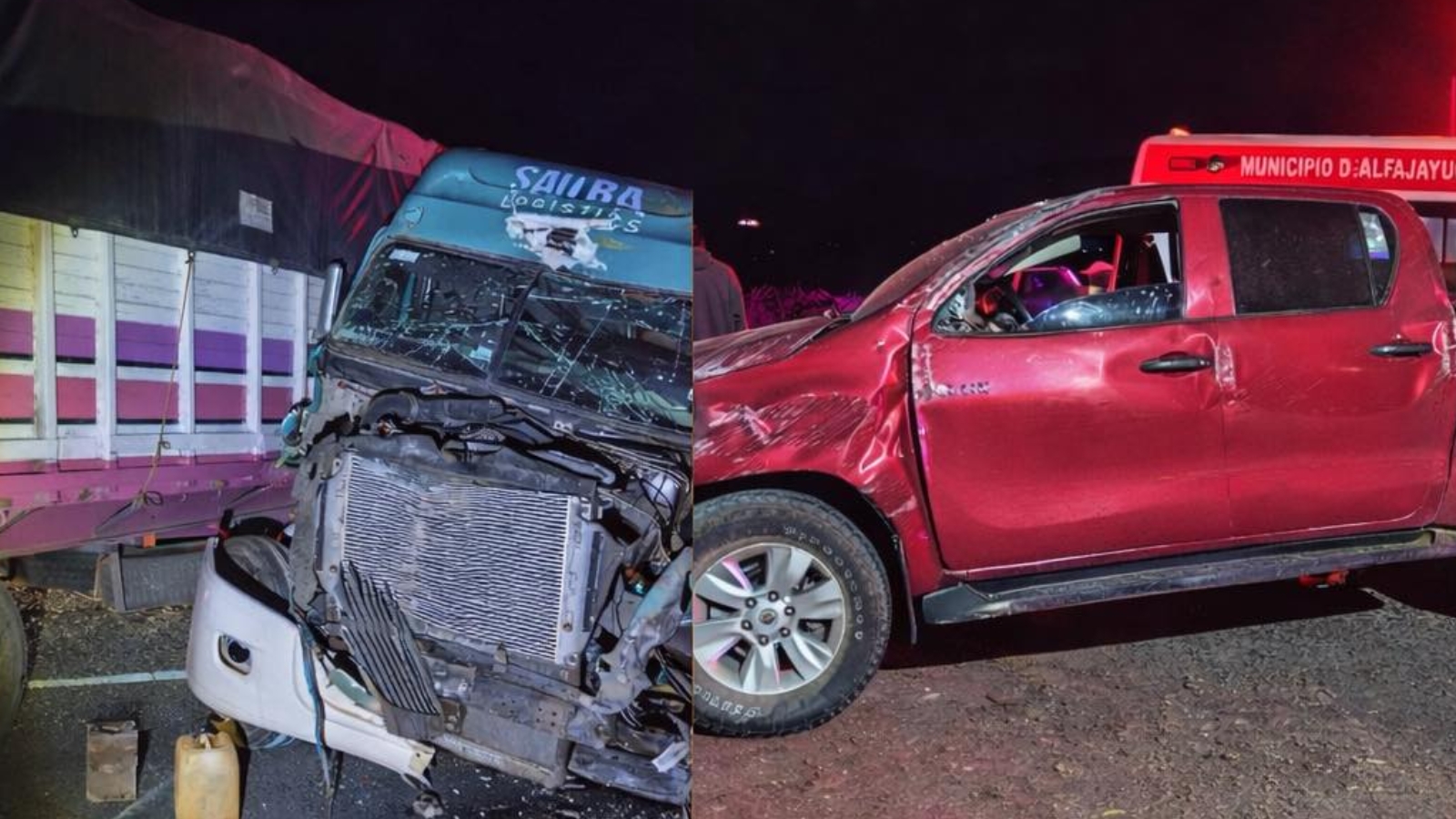Choque entre tráiler y camioneta