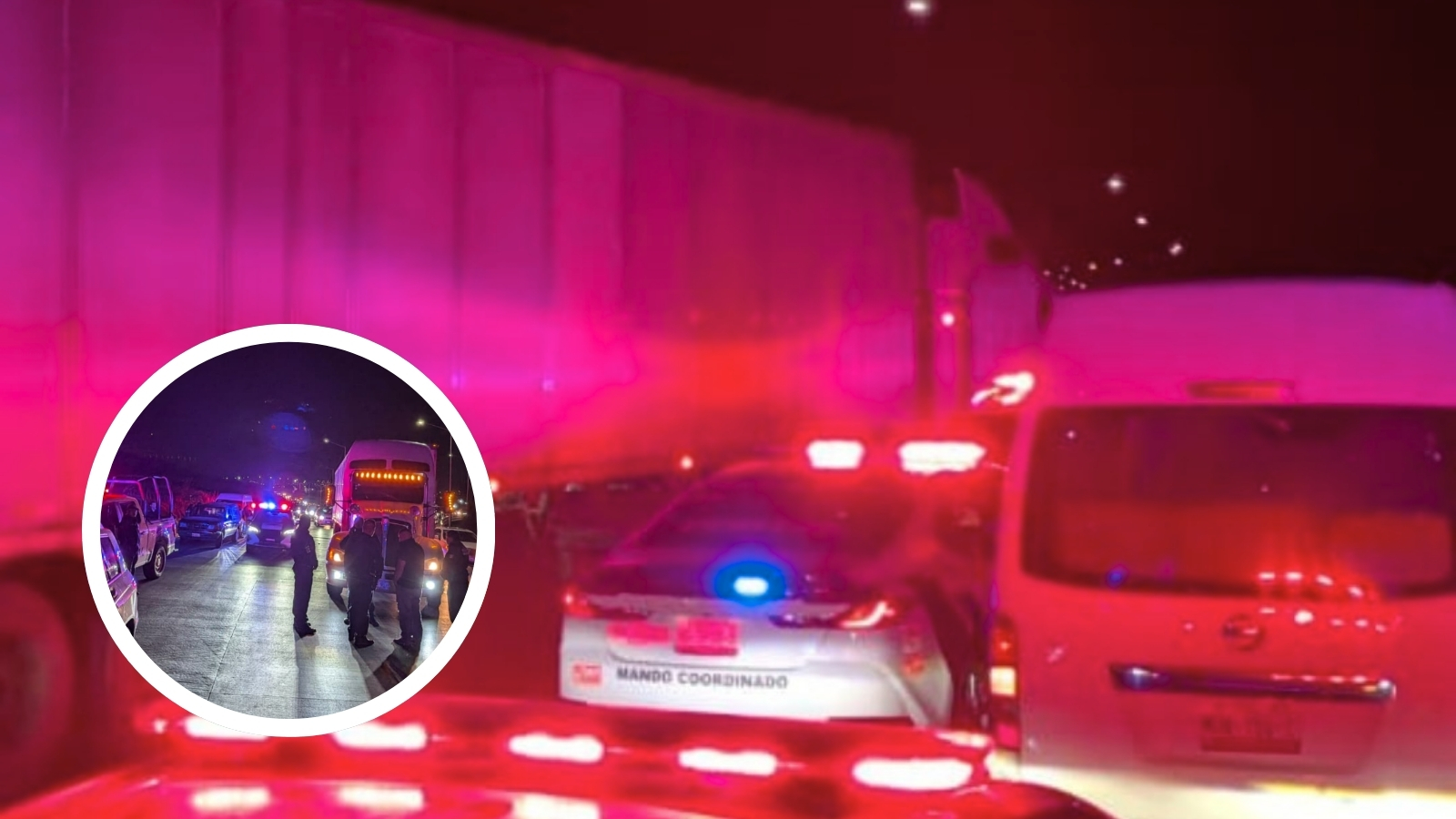 Tráiler y vehículos involucrados en choque múltiple