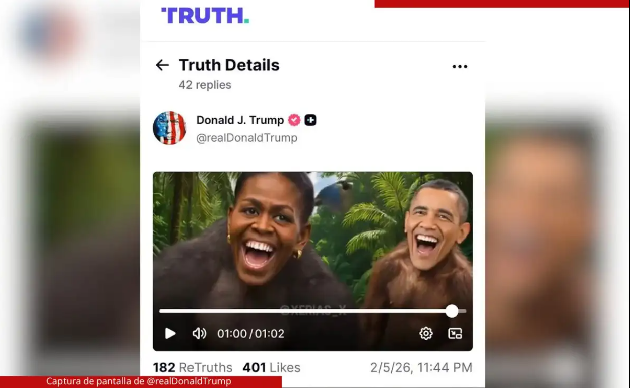 Trump publica y luego borra video de Obama y Michelle como monos