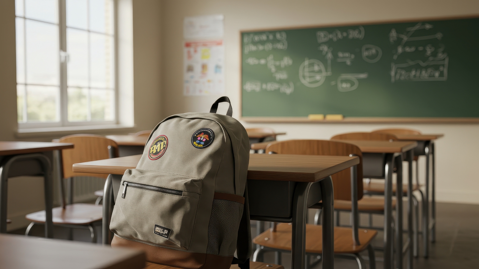 Mochila en aula escolar