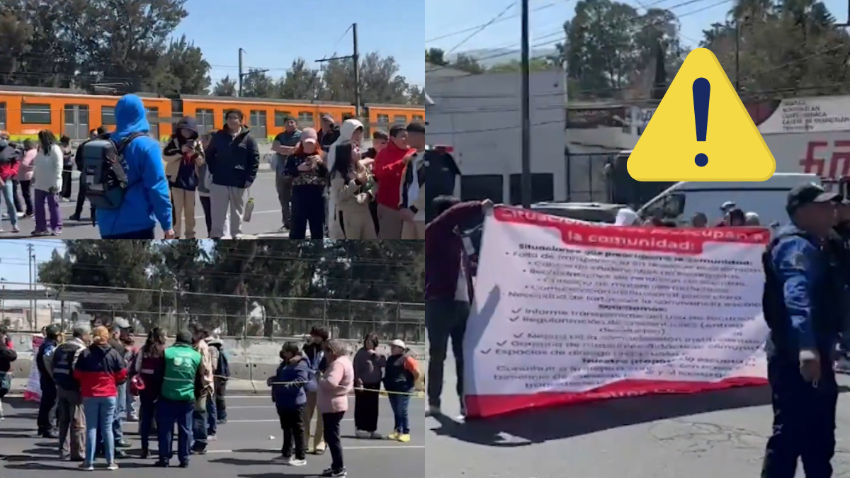Padres y estudiantes de secundaria realizan bloqueo en Zaragoza, a la altura de Acatitla, en Iztapalapa.