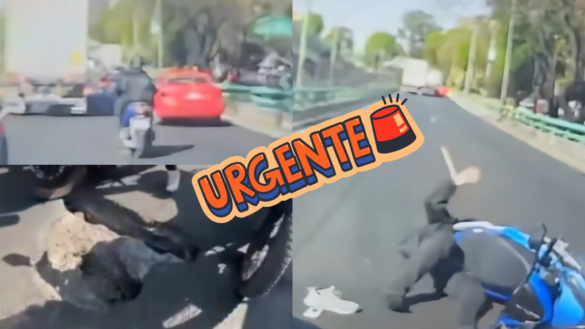 Descripción: Un bache sobre Tlalpan y Calzada del Hueso, en Coyoacán, provocó la caída de un motociclista; autoridades ya realizan reparaciones en la zona.