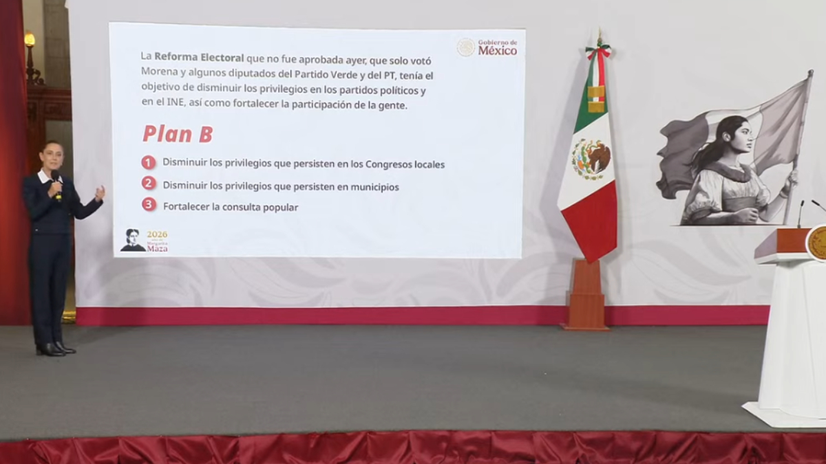 Claudia Sheinbaum anuncia el “Plan B” de su reforma electoral tras el rechazo de la iniciativa en la Cámara de Diputados.