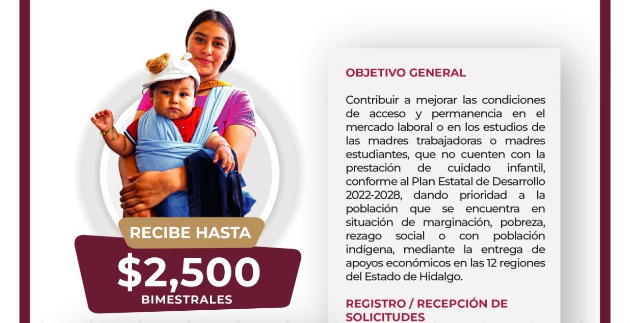 Madre trabajadora hidalguense consultando requisitos del programa estatal 2026 en una computadora.