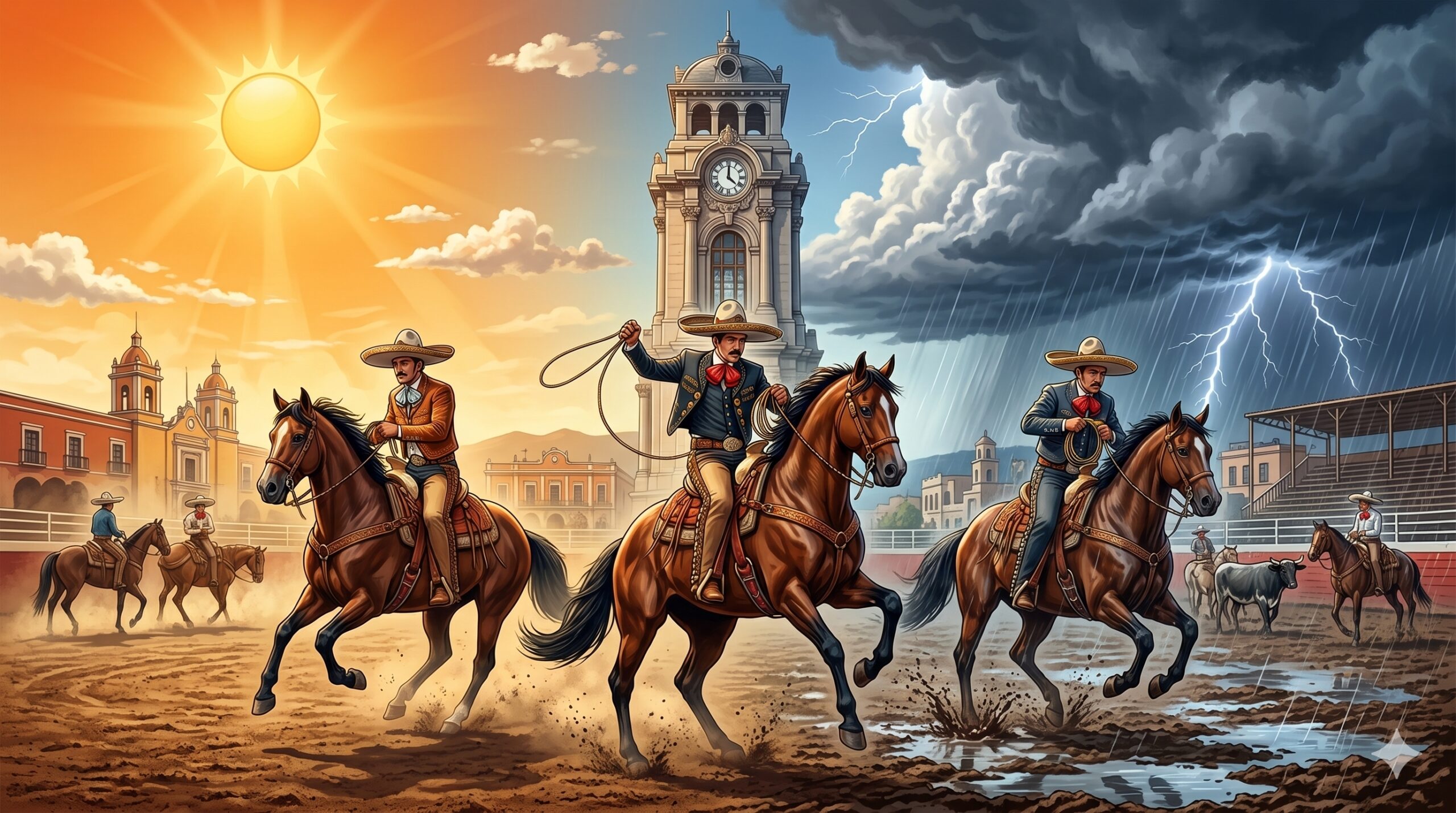 Cielo nublado sobre el Reloj Monumental de Pachuca durante un día de clima variable.