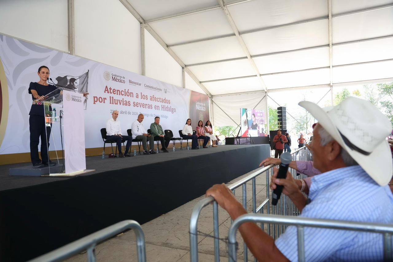 Sheinbaum promete rehabilitar caminos y puentes dañados en Hidalgo