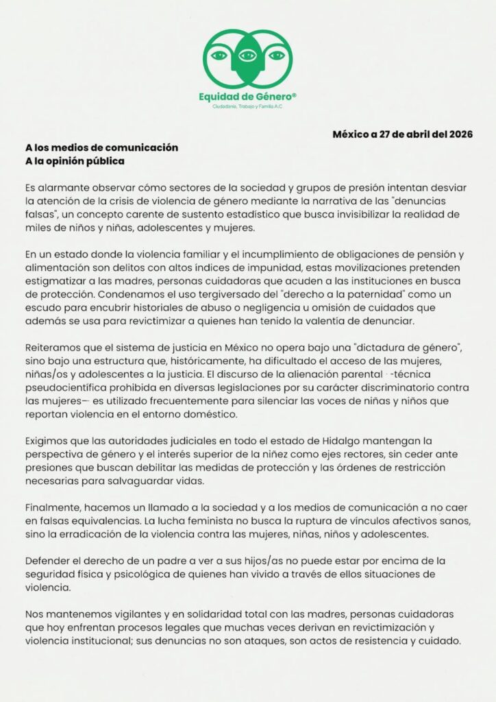 Comunicado de Equidad de Género: Ciudadanía, Trabajo y Familia A.C