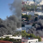 Bomberos trabajan para controlar el incendio en fábrica de Azcapotzalco tras explosión que alertó a vecinos.