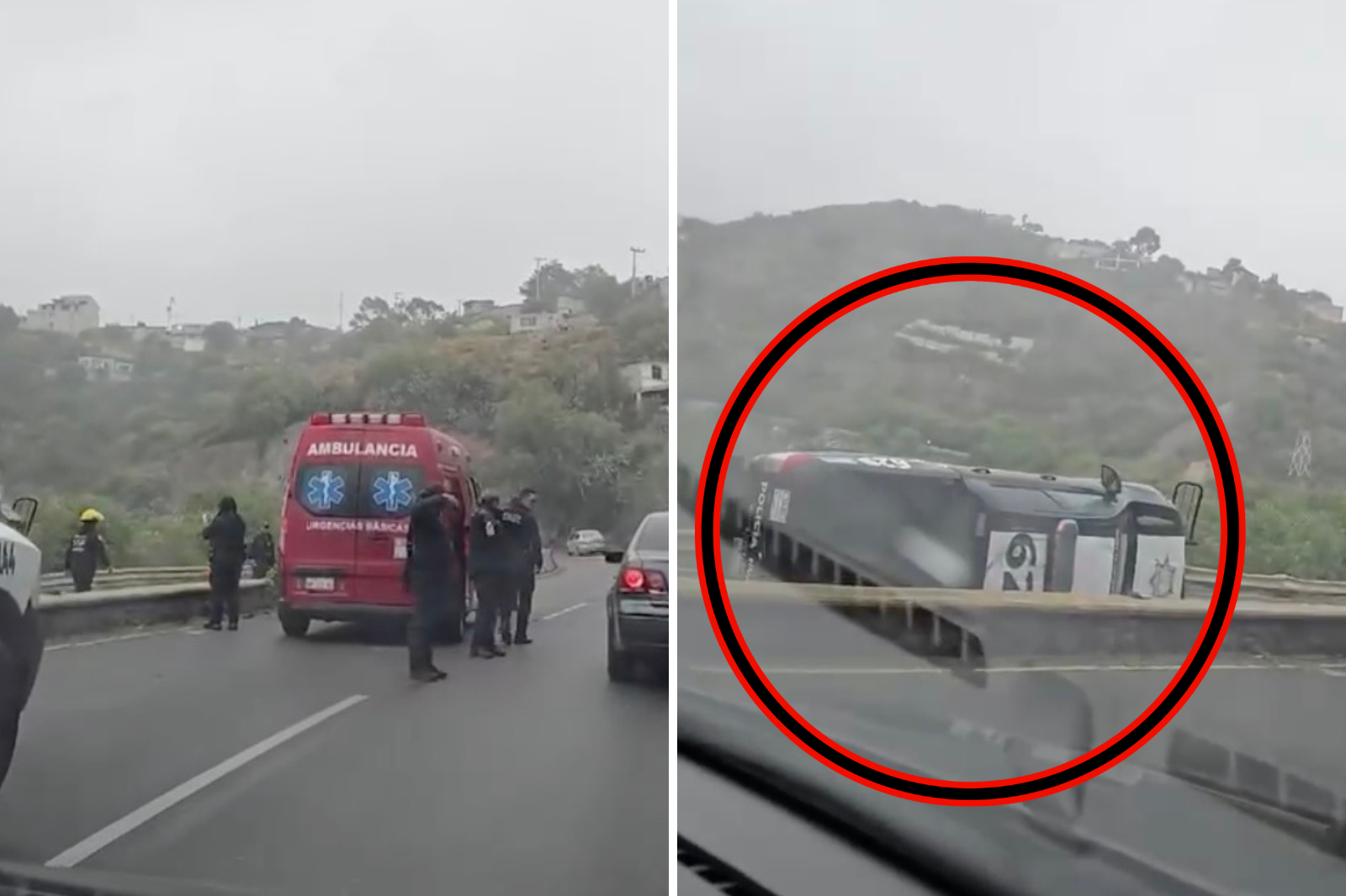 Caos en plena vía… patrulla termina volcada tras choque múltiple