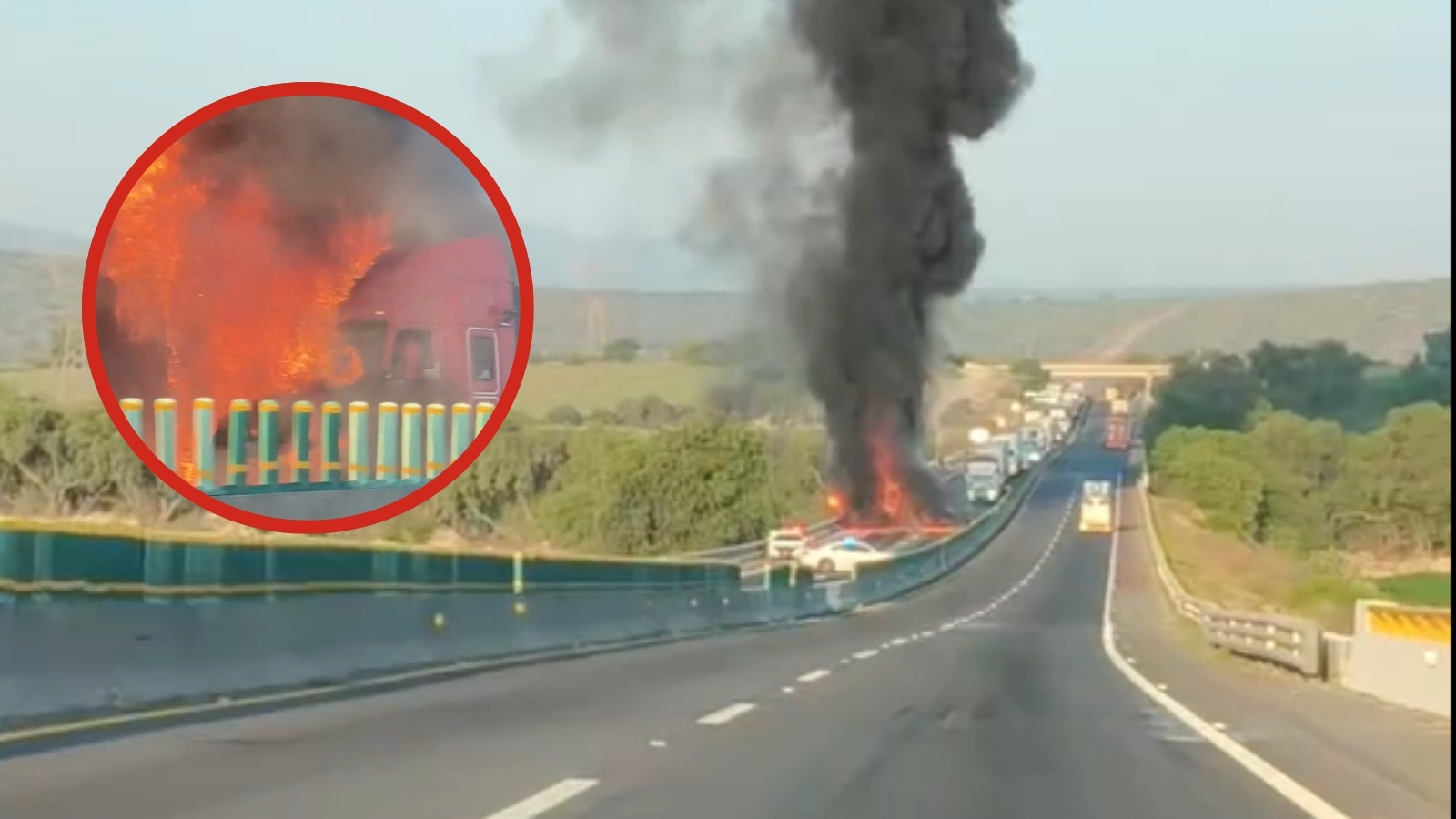 Tractocamión incendiado