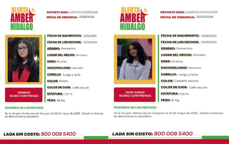 Alerta Amber Genesis y Suri Saraí Rubio