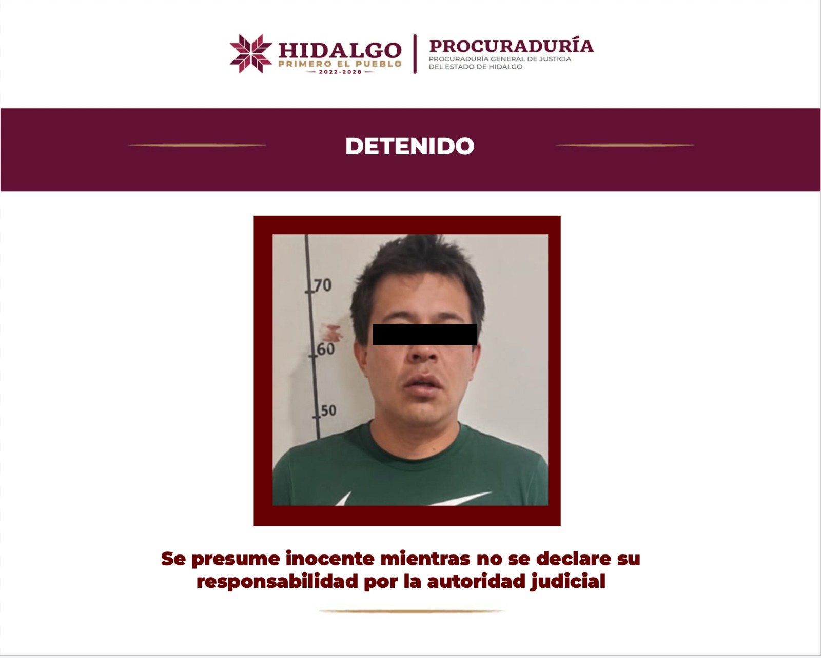 Persona detenida por feminicidio en Actopan