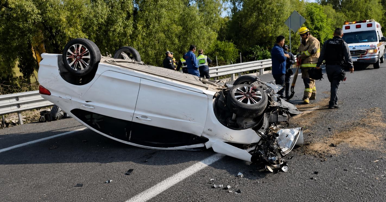 Vehículo volcado sobre la autopista México-Pachuca con afectaciones viales hacia CDMX.