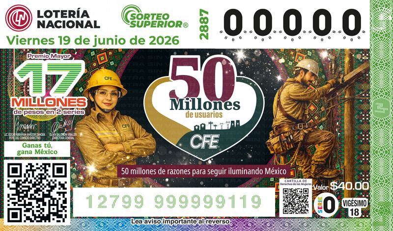 billete conmemorativo por los 50 millones de usuarios de CFE