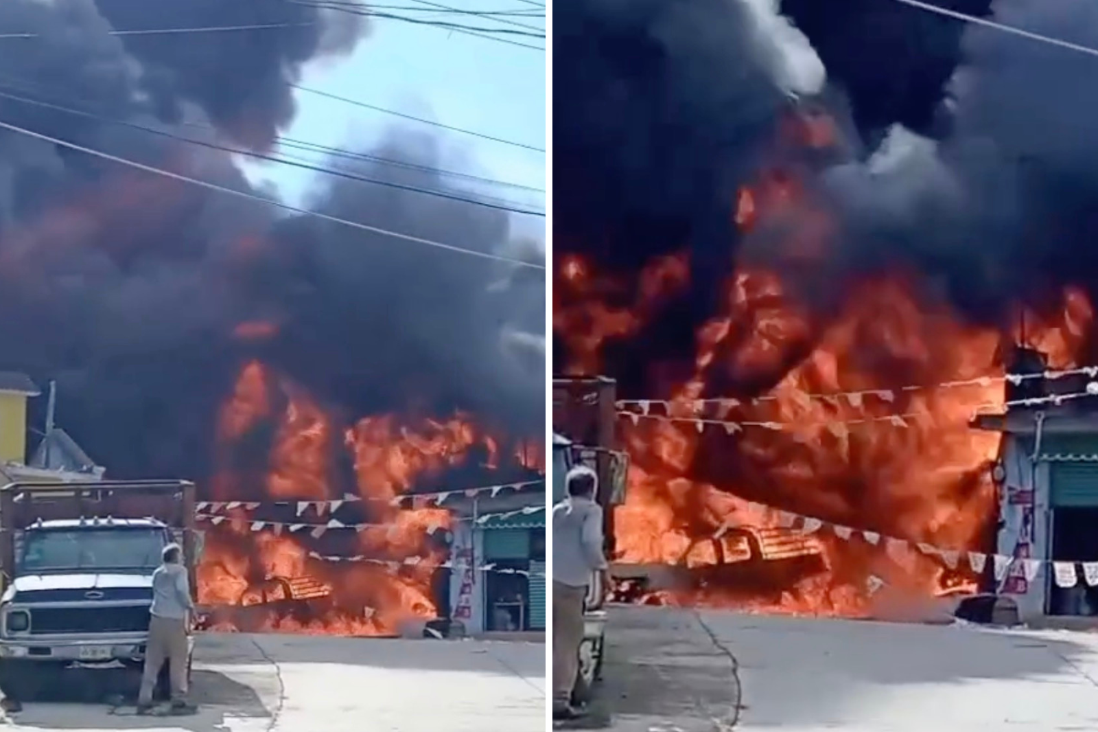 Vecinos y Protección Civil se movilizaron de emergencia ante un fuerte incendio en Tianguistengo que dejó severos daños materiales.