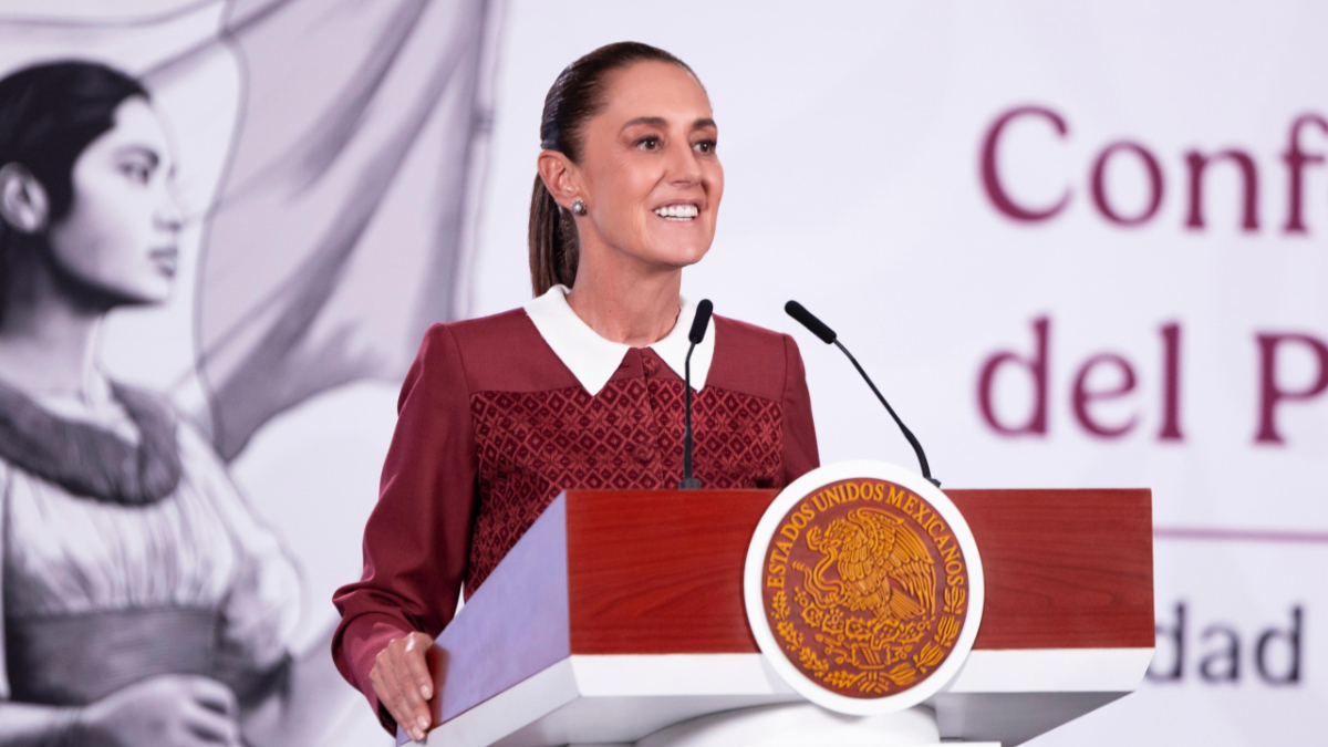La presidenta Claudia Sheinbaum durante una conferencia donde habló sobre la protesta de la CNTE y los actos de provocación.