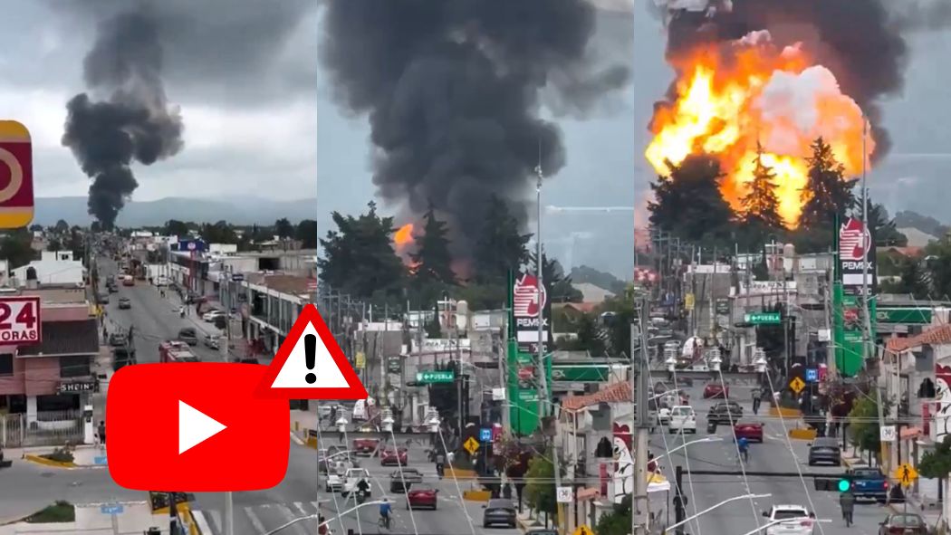 La explosión de una presunta pipa con combustible ilegal provocó una enorme columna de humo en Tepeaca, Puebla.