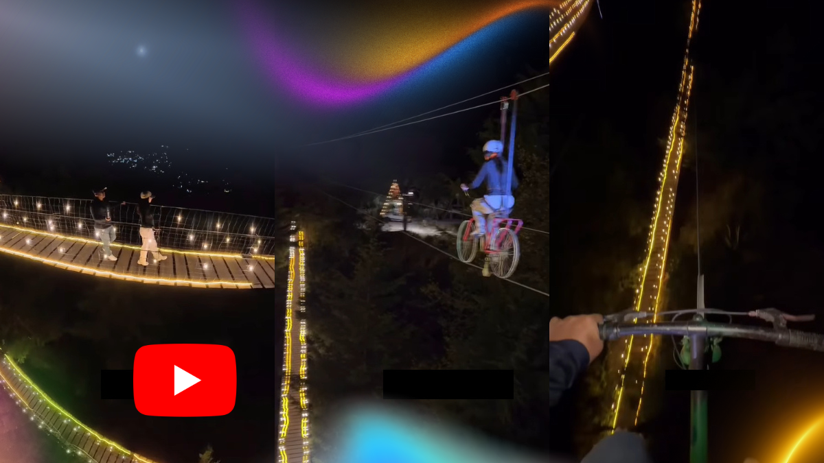VIDEO | Bicitirolesa en Hidalgo sorprende con una nueva experiencia entre puentes iluminados en la noche