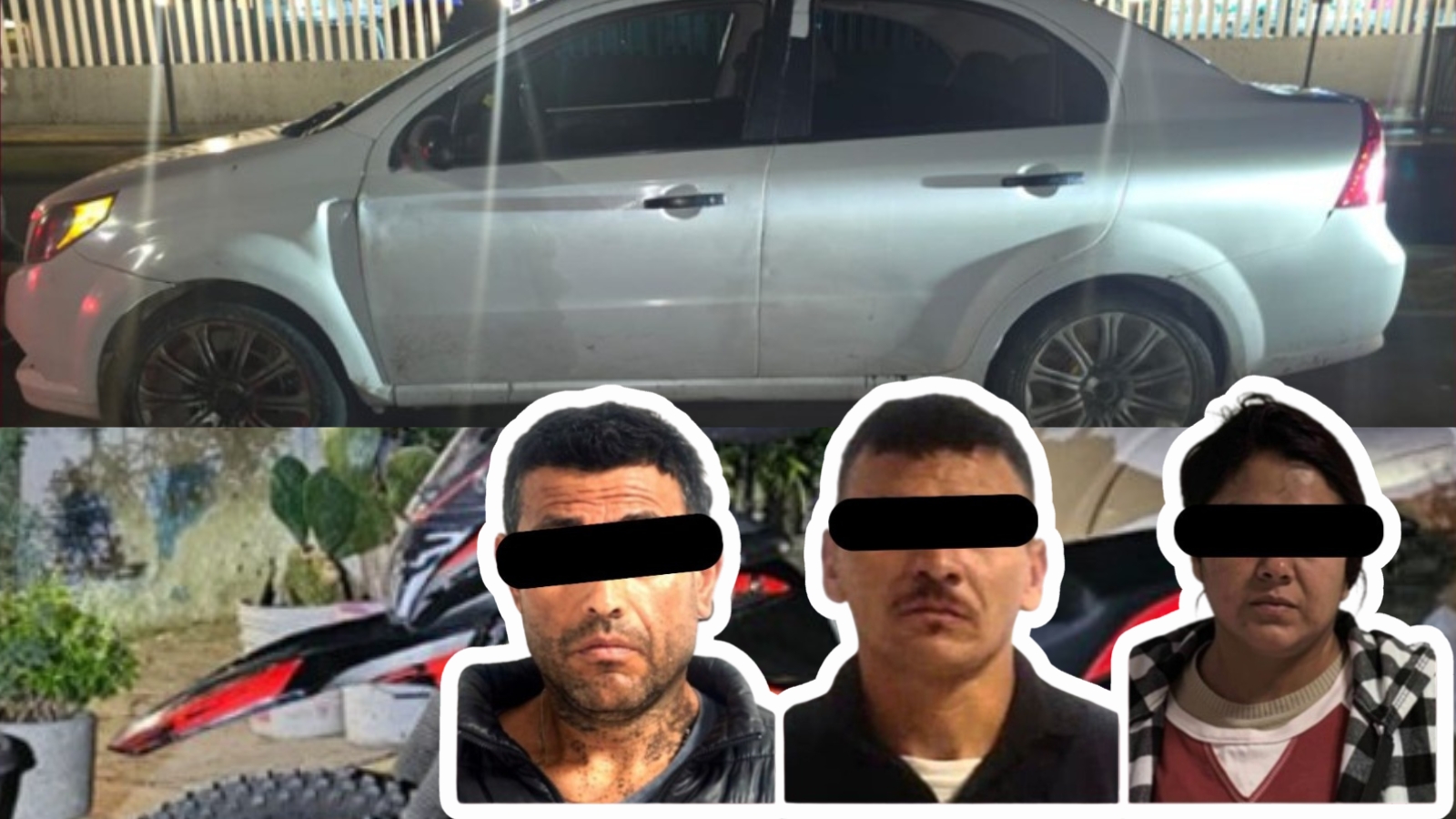 aseguran a tres presuntos roba motocicletas en Pachuca.