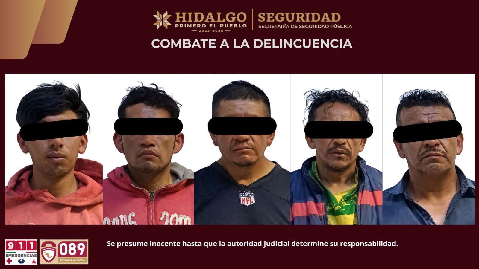 Cinco detenidos por motocicleta robada en Mineral de la Reforma