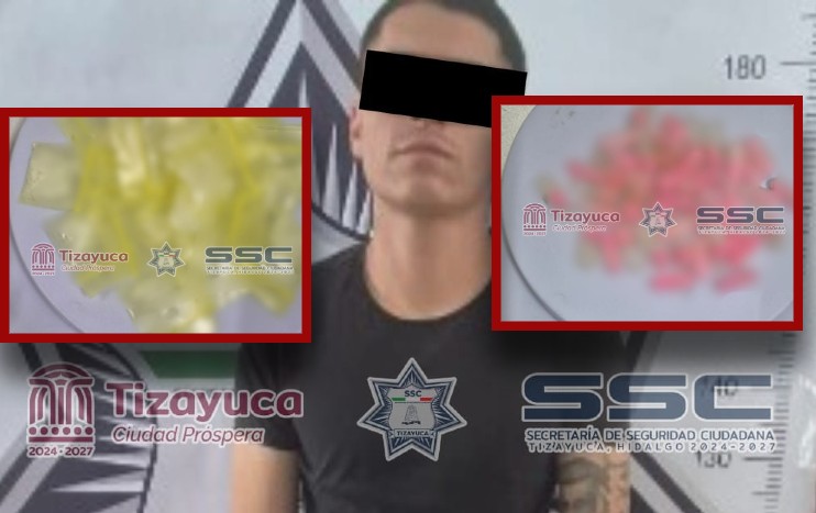 Detienen a sujeto con 60 dosis de presunta droga en Los Héroes Tizayuca
