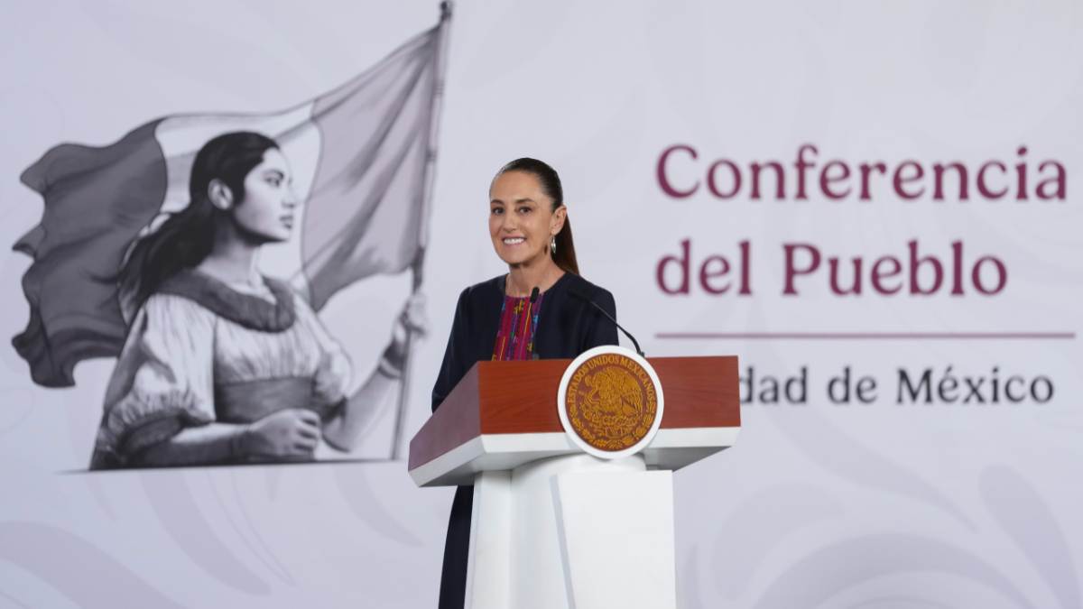 La presidenta Claudia Sheinbaum durante su conferencia sobre la relación entre México y Estados Unidos.