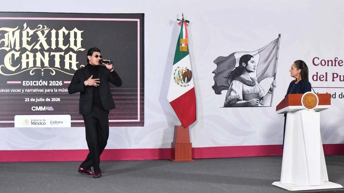 Sheinbaum presentó la segunda edición de México Canta, acompañada por El Bogueto y jóvenes participantes de Estados Unidos.