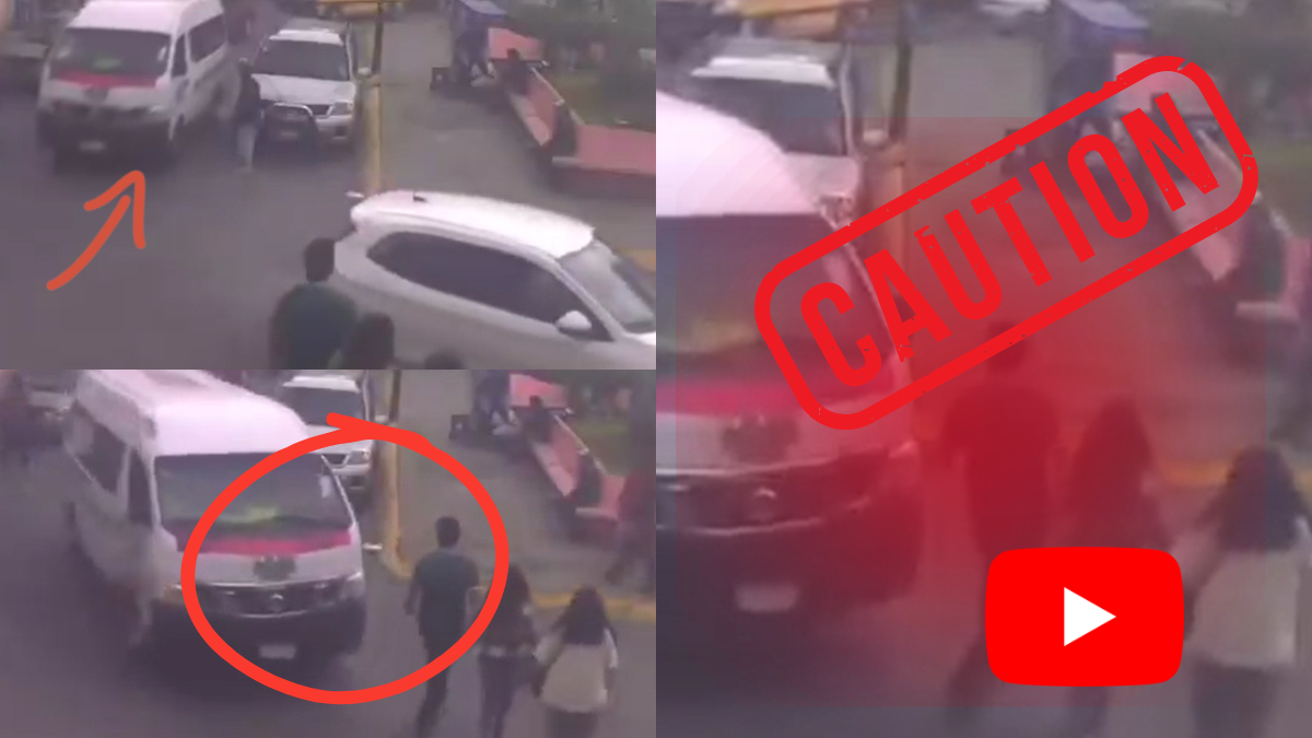 Momento exacto en que una unidad del transporte público atropella a tres personas en el centro de Pachuca.
