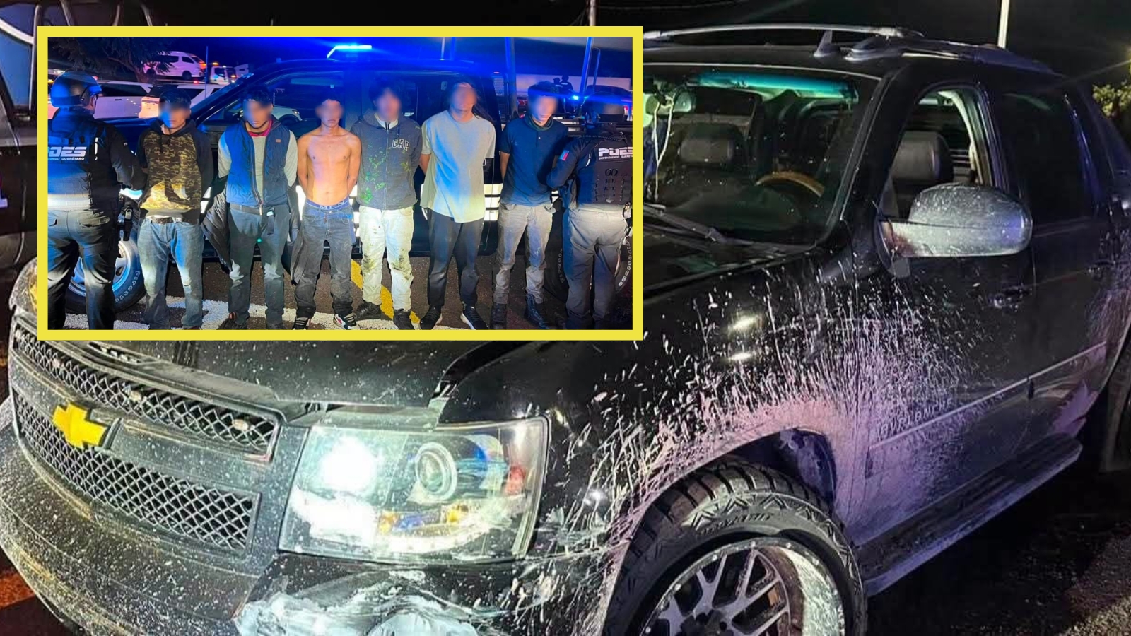 Elementos de seguridad durante un operativo en los límites de Hidalgo y Querétaro.