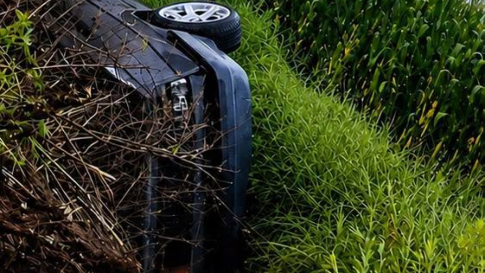 Automóvil atrapado en zanja de aguas negras en Hidalgo