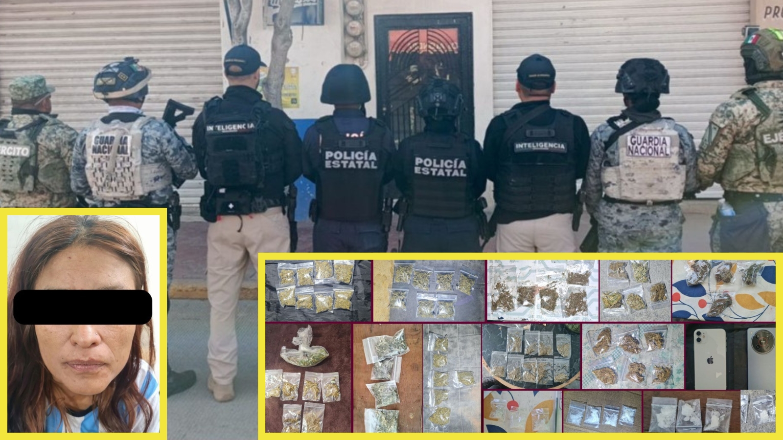 Elementos de seguridad durante un cateo realizado en San Agustín Tlaxiaca.