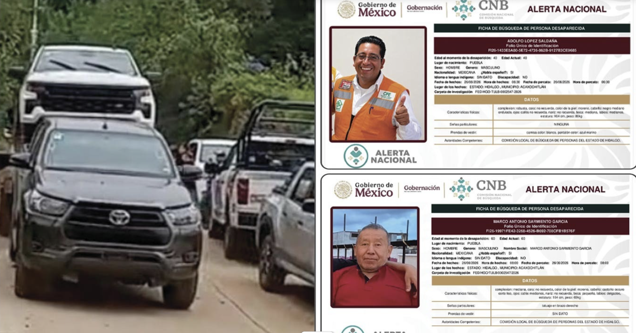 Una tercera detención en Hidalgo mueve nuevamente el caso de los dos trabajadores de CFE desaparecidos desde junio. Esto se sabe.