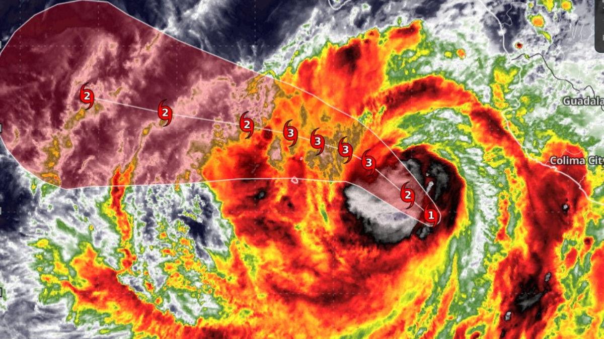 Mapa y pronóstico del huracán Rachel y el frente frío que influirán en el clima de México durante el inicio de octubre de 2026.