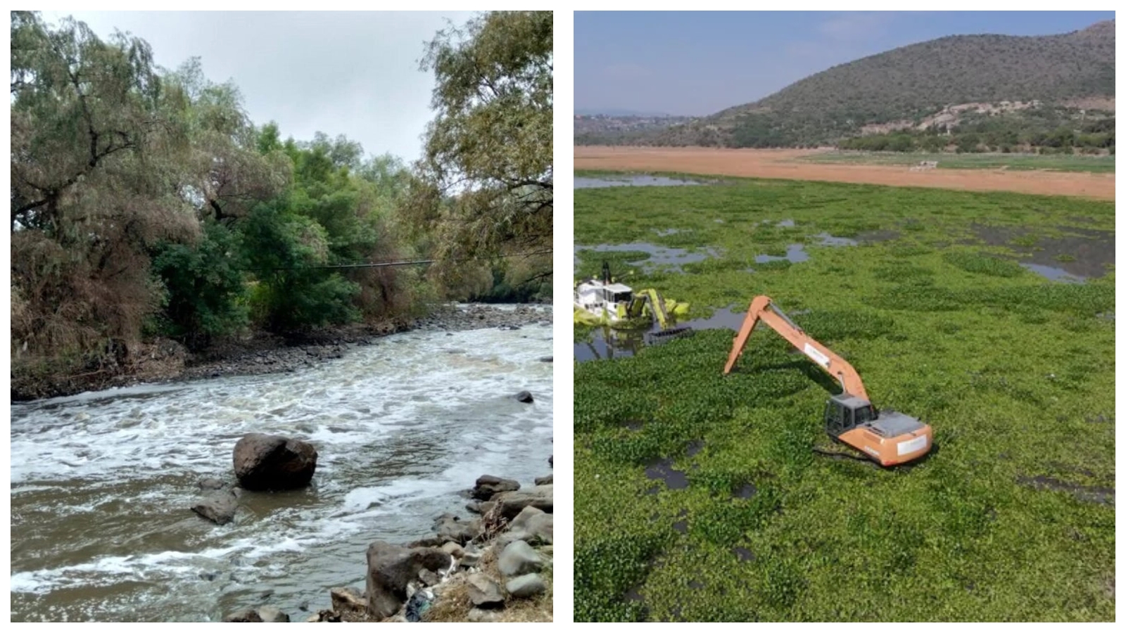 Trabajos de saneamiento en el río Tula y presa Endhó