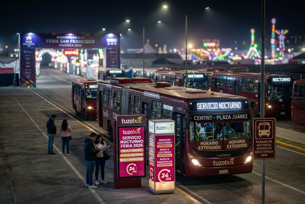 Transporte nocturno durante la Feria de Pachuca 2026