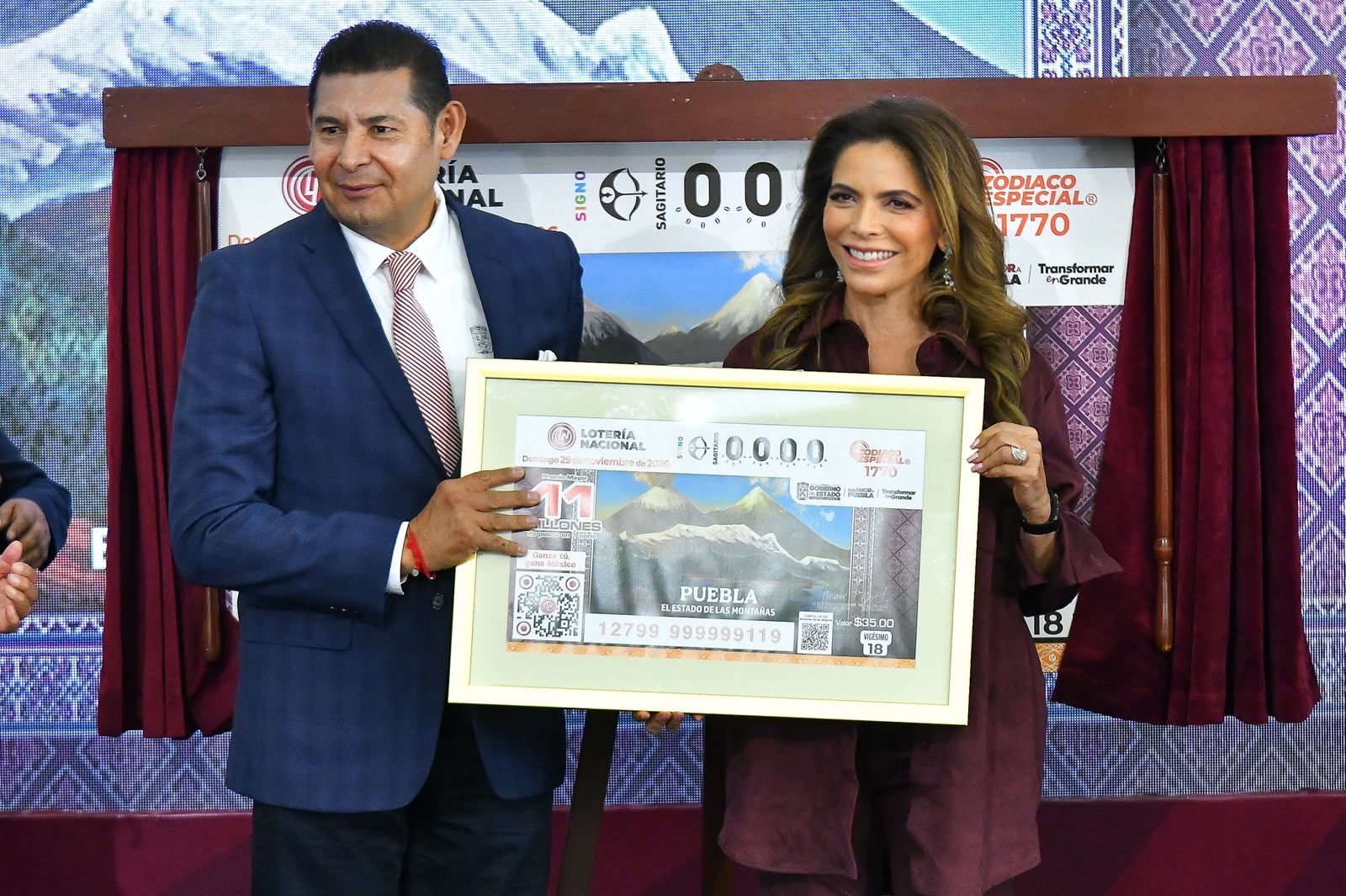 Billete de Lotería Nacional “Puebla, el Estado de las Montañas”.