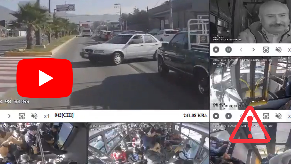 Accidente entre un vehículo particular y una unidad del Tuzobús, servicio Exprés 4, en Pachuca, Hidalgo.