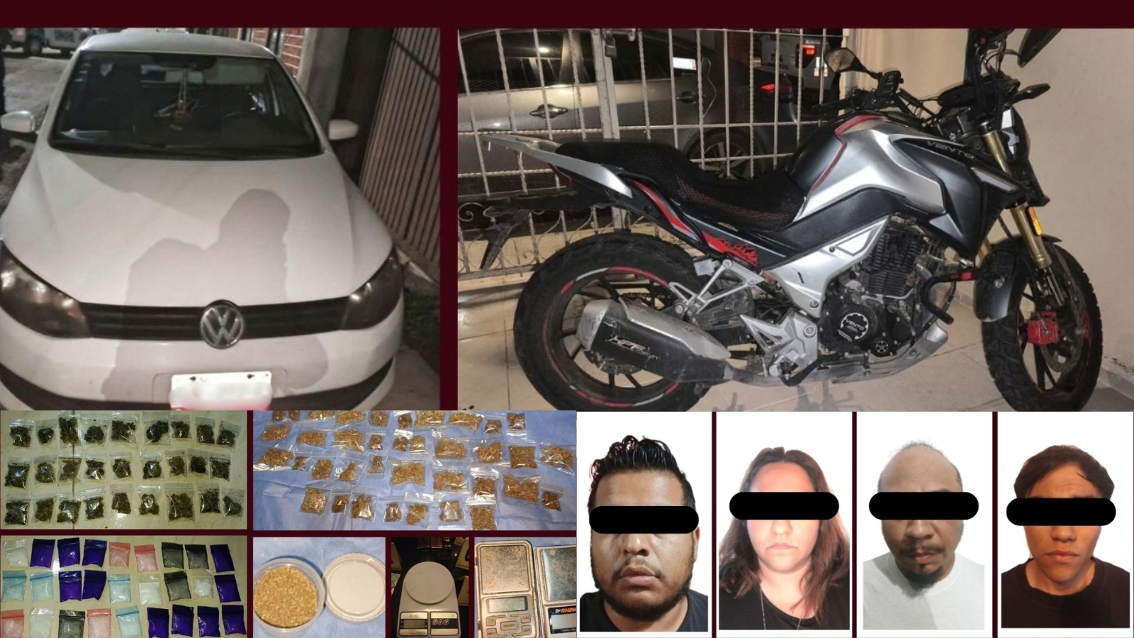 Elementos de seguridad durante cateo contra presunta venta de droga en Hidalgo.