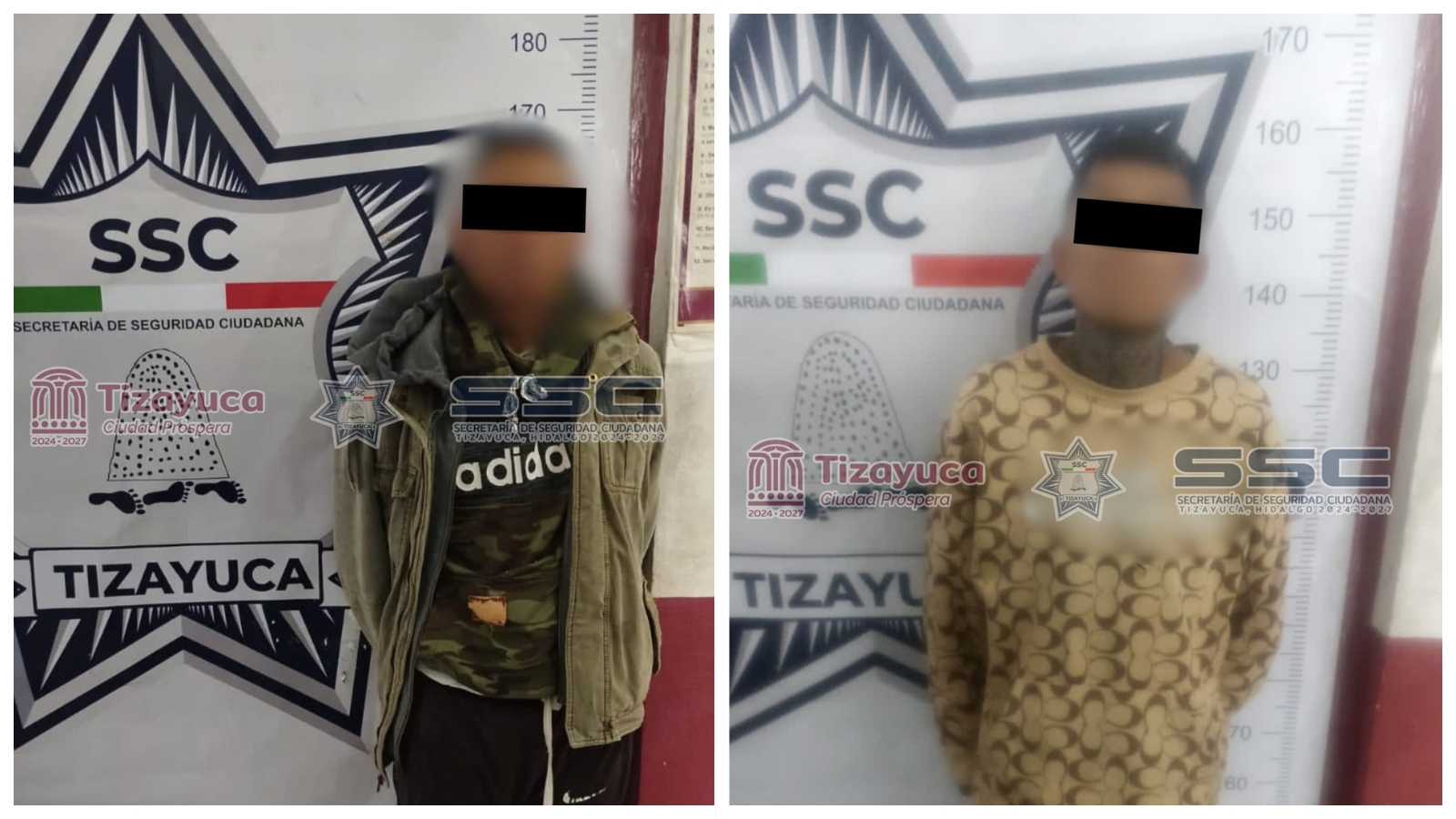 Objetos asegurados durante una intervención policial en Tizayuca.