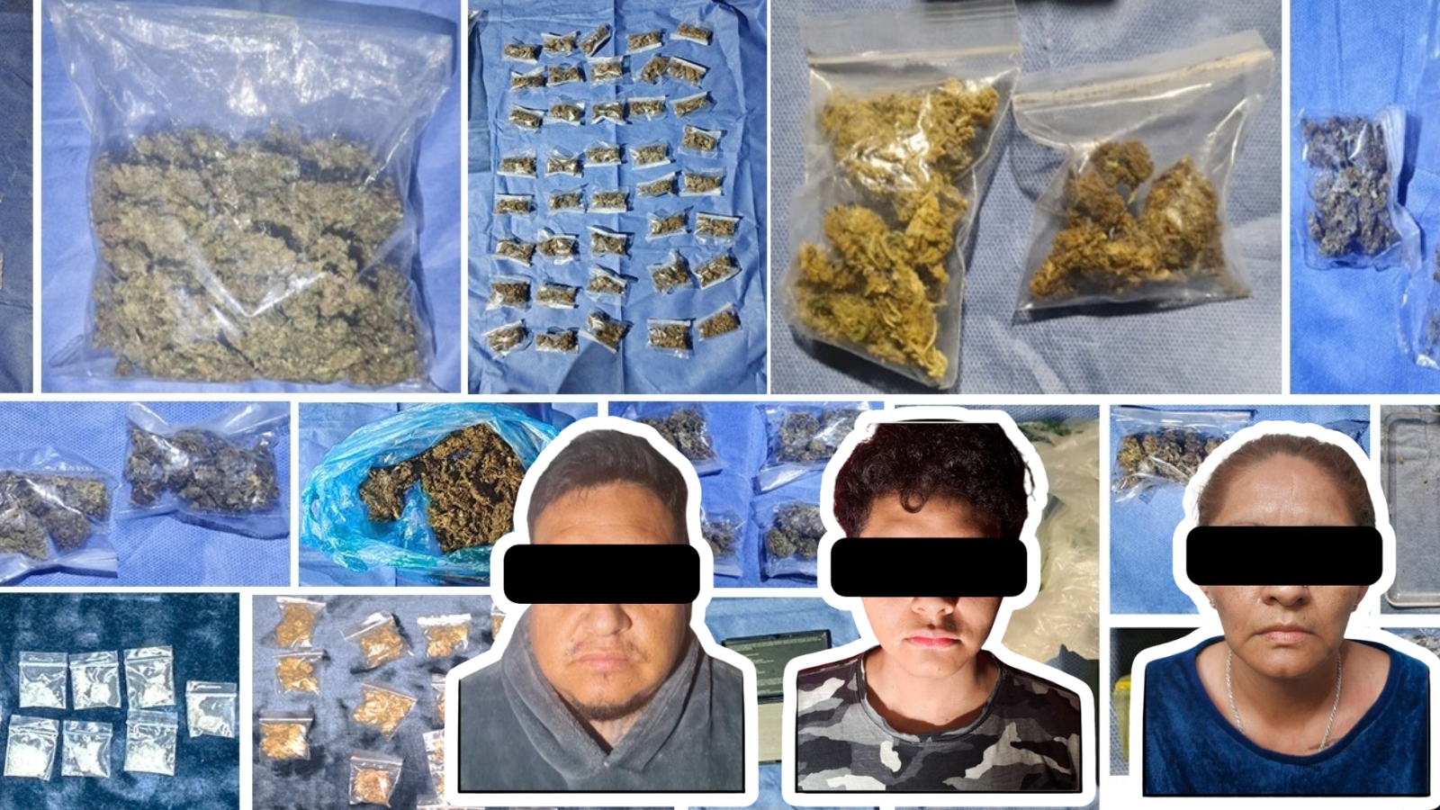 Objetos asegurados durante operativos en Pachuca y Huasca.