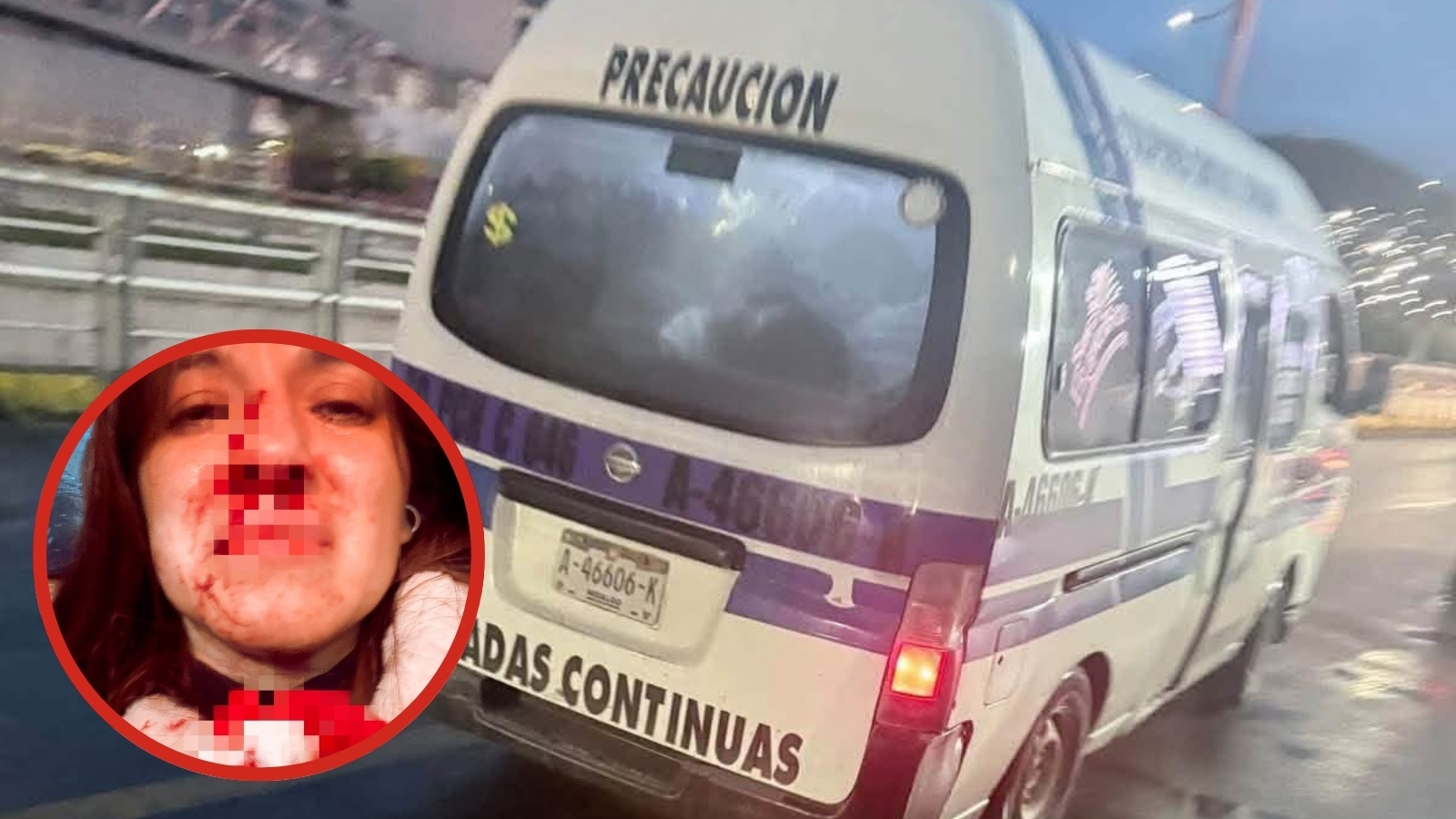Combi de la ruta Tulipanes–Centro señalada en una denuncia ciudadana.