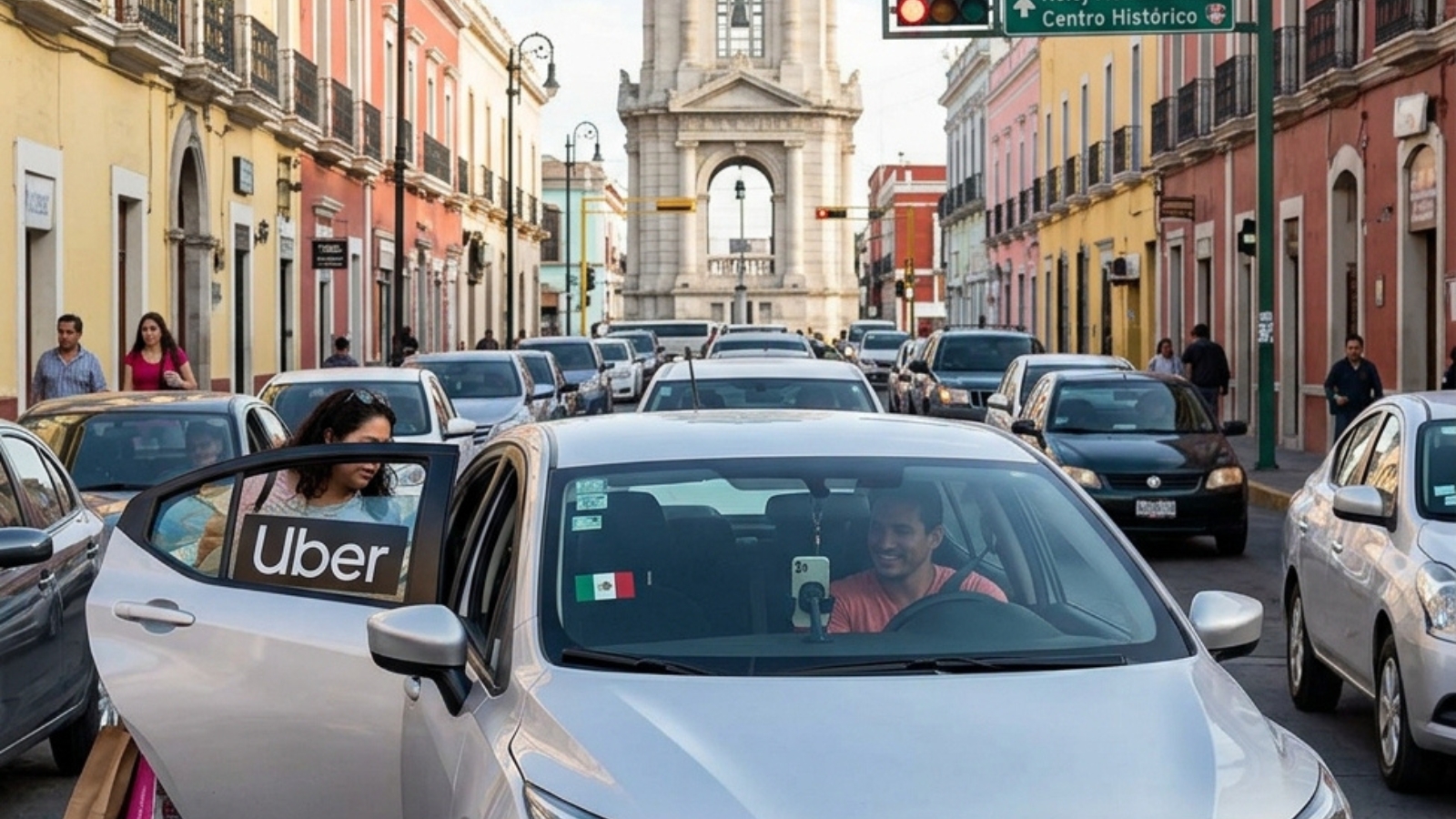Aplicación de Uber en un teléfono celular ante la advertencia de Semot sobre el transporte sin autorización en Hidalgo.